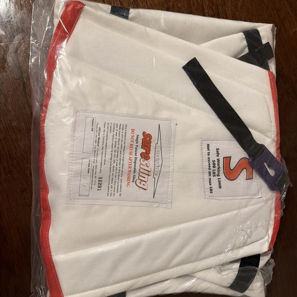 Suresling Single Patient Disposable Sling Max 500lb Clip Style Size Small Sealed